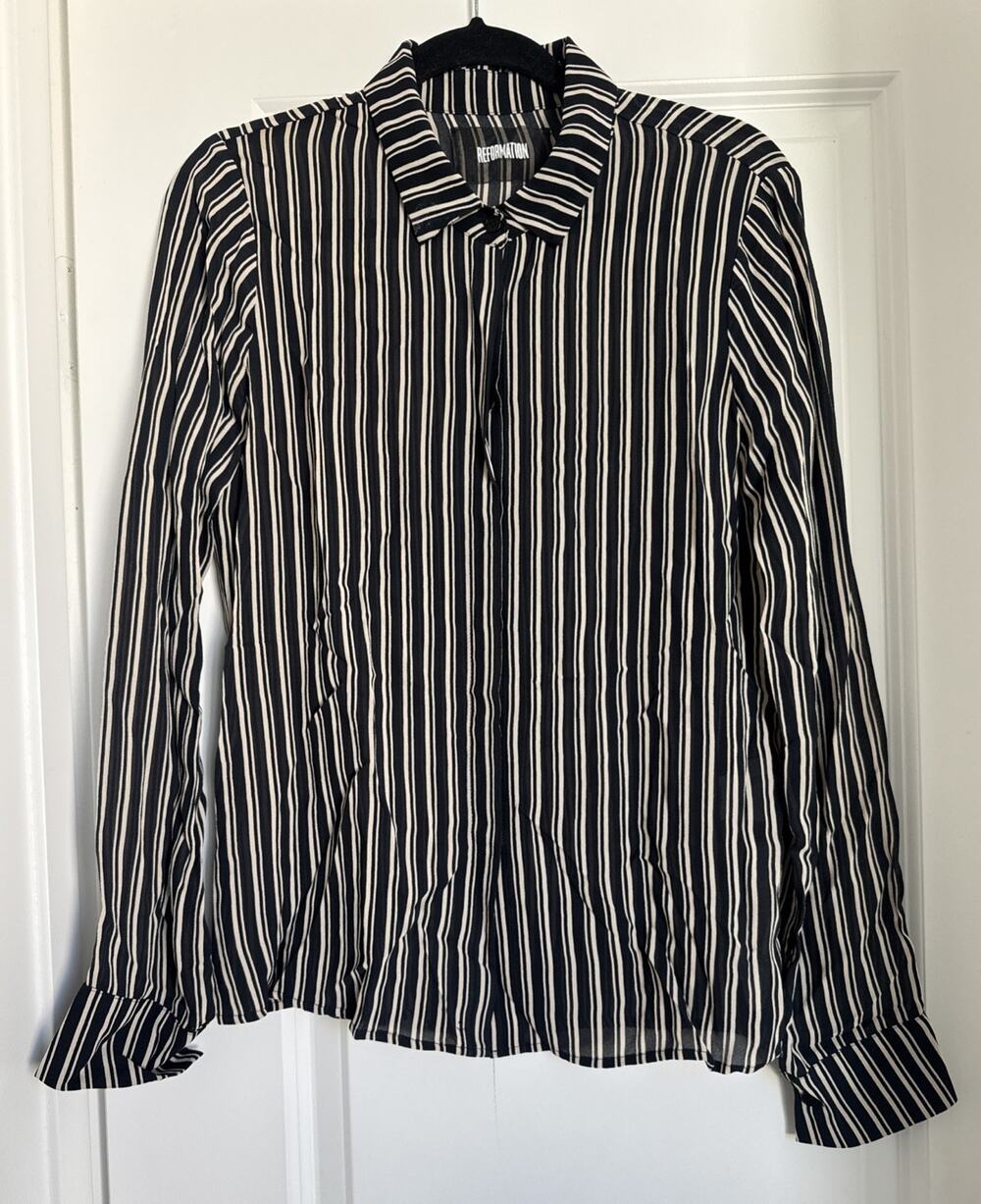 Reformation striped button down long sleeve top small